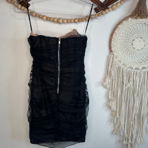 White Fox Black Tulle Strapless Mini Dress - Picture 5 of 7